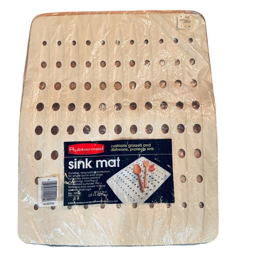 Vintage 1983 Rubbermaid Sink Mat Almond Beige 12.75x16 No. 1292 Made in USA NIP